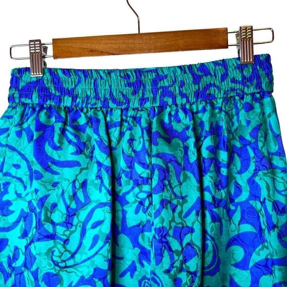 100% Silk Midi Skirt Vintage in Teal Green and Purple Size 10 - Picture 5 of 12